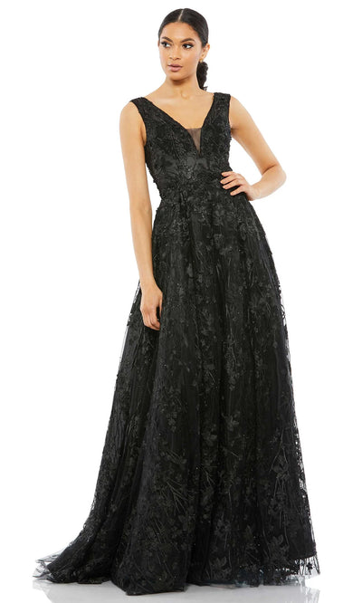 Mac Duggal A20131 - Embroidered V-Neck Evening Dress Special Occasion Dresses 0 /Black