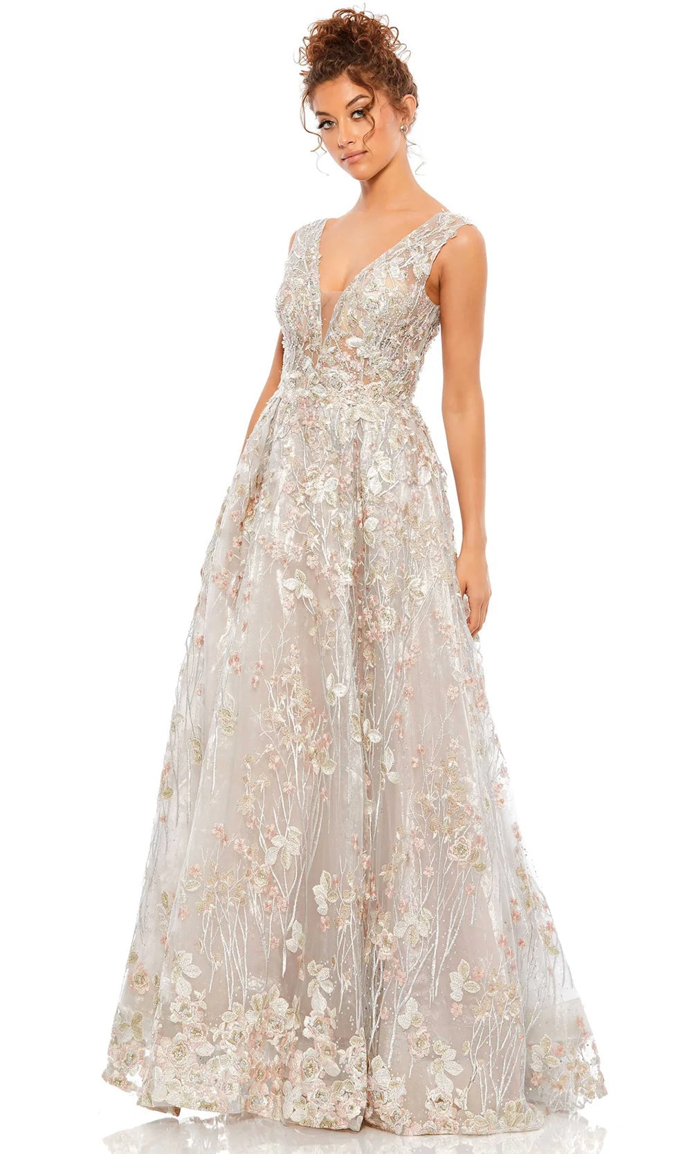 Mac Duggal A20131 - Embroidered V-Neck Evening Dress