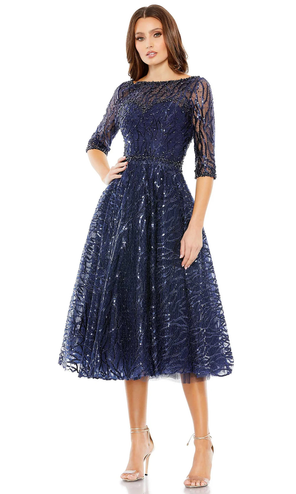 Mac Duggal A20252 - Embellished A-Line Cocktail Dress Special Occasion Dresses 0 /Navy