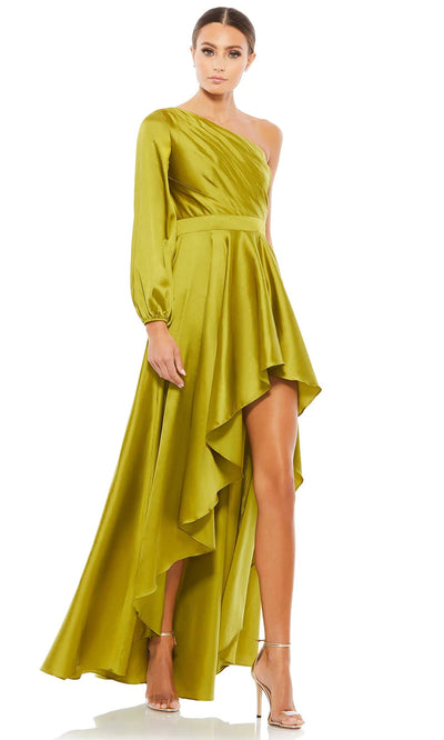 Ieena Duggal A49141 - High Low Satin Evening Dress Special Occasion Dresses 0 /Chartreuse