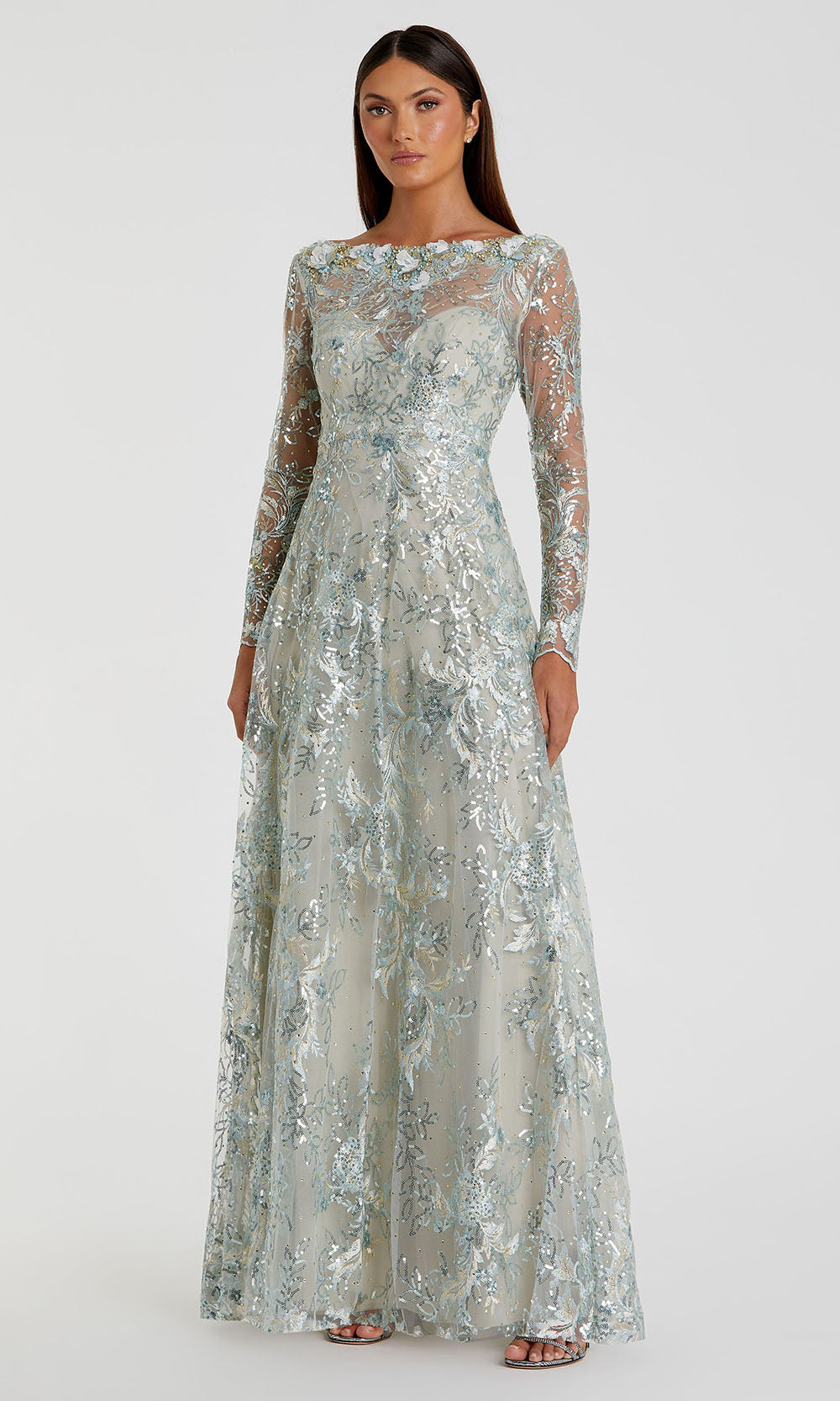 Mac Duggal A67498 - Long Sleeve Sequin Lace Evening Gown Mother of the Bride Dresses