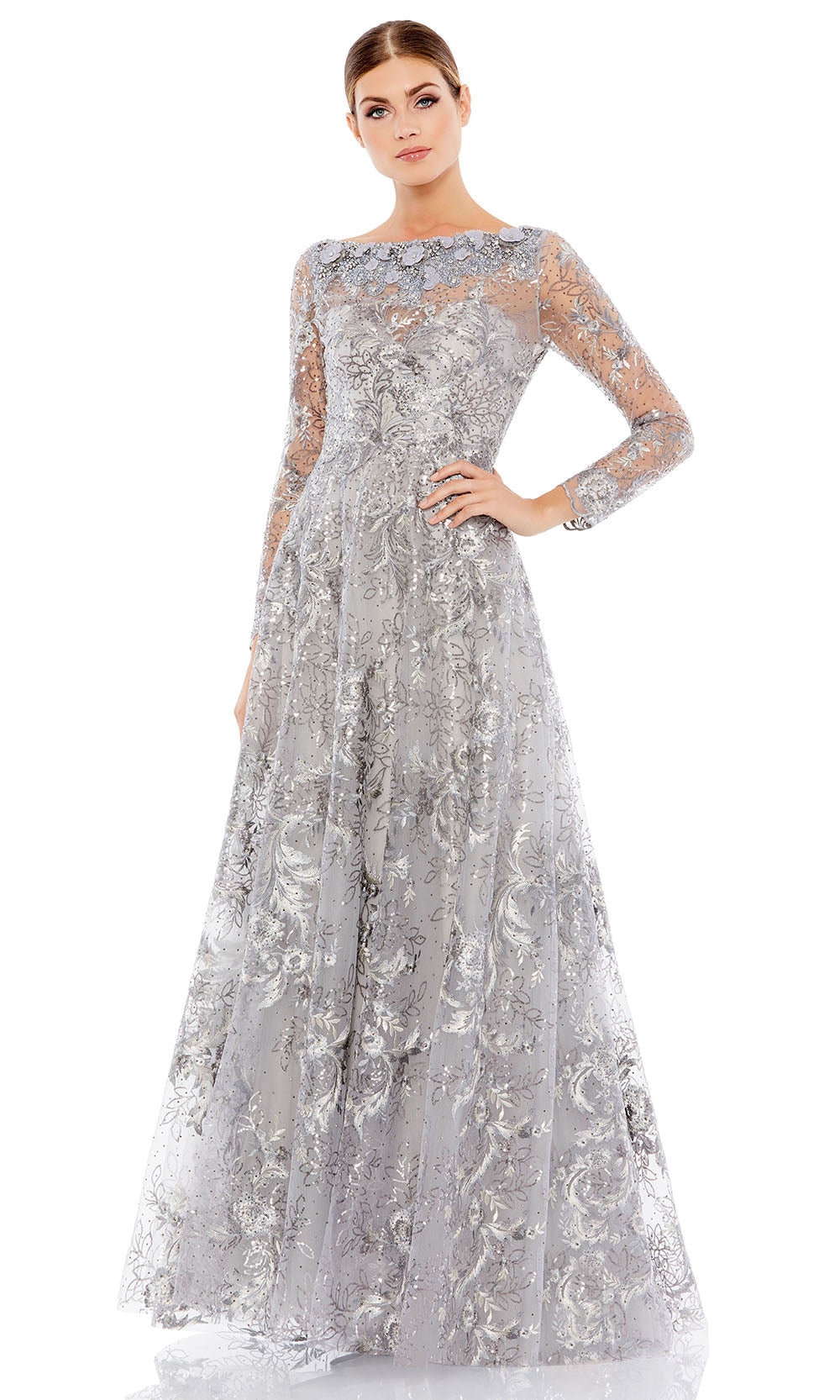Mac Duggal A67498 - Long Sleeve Sequin Lace Evening Gown Mother of the Bride Dresses