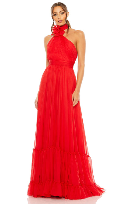 Mac Duggal A68209 - Sleeveless Rosette Evening Dress Special Occasion Dresses 0 /Red