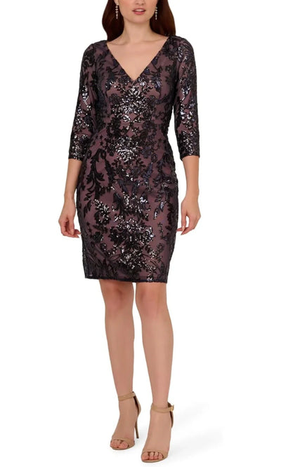 Adrianna Papell AD5E211694 - Three-Quarter Sleeve Embellished Dress Homecoming Dresses