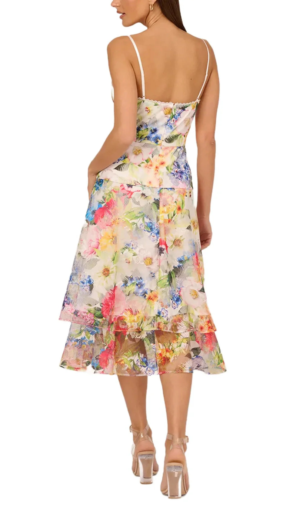Adrianna Papell ADAE211291 - Spaghetti Strap Sweetheart Floral Dress Homecoming Dresses