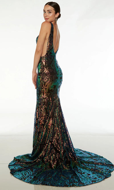 Alyce Paris 61596 - Sequin Embellished V-Shaped Back Prom Gown Evening Dresses