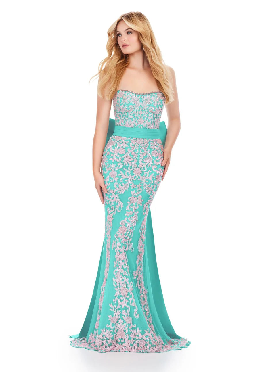 Ashley Lauren 11583 - Sequined Semi-Sweetheart Prom Gown