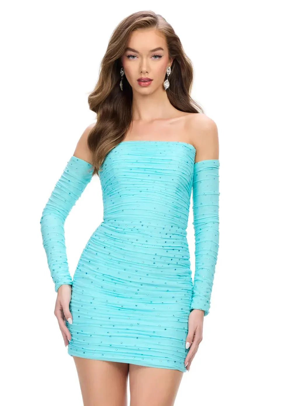 Ashley Lauren 4698 - Long Sleeve Ruched Cocktail Dress