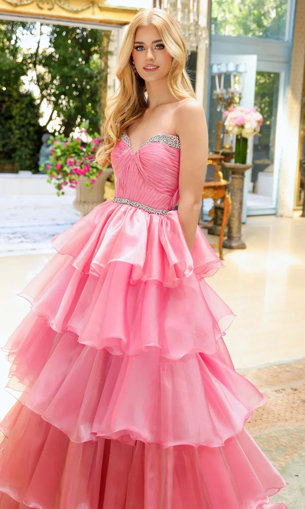 Ava Presley 29546 - Beaded Accent Ruffled Ballgown Ball Gowns
