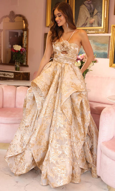 Ava Presley 40049 - Metallic Brocade Sleeveless Ballgown Prom Dresses