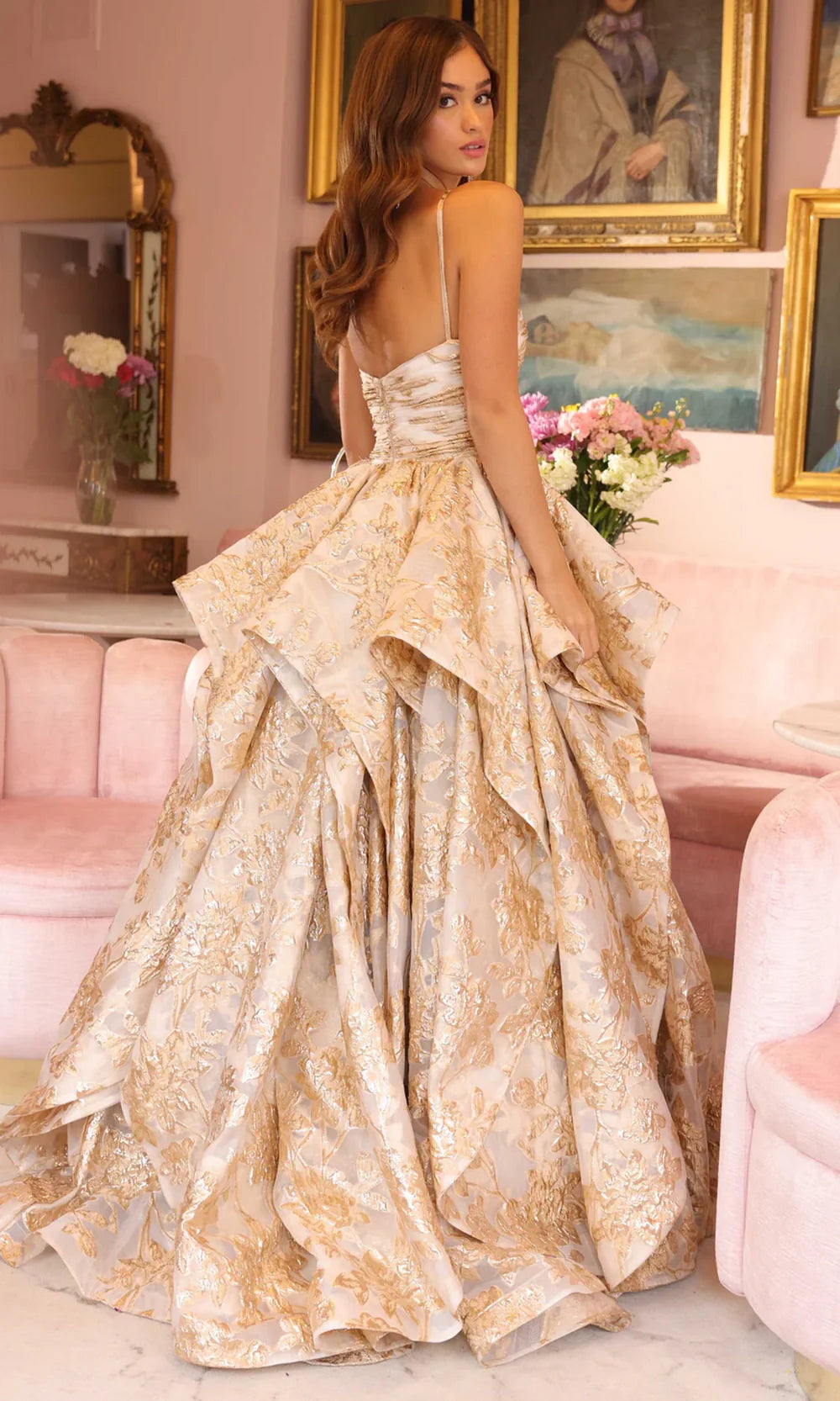 Ava Presley 40049 - Metallic Brocade Sleeveless Ballgown Prom Dresses