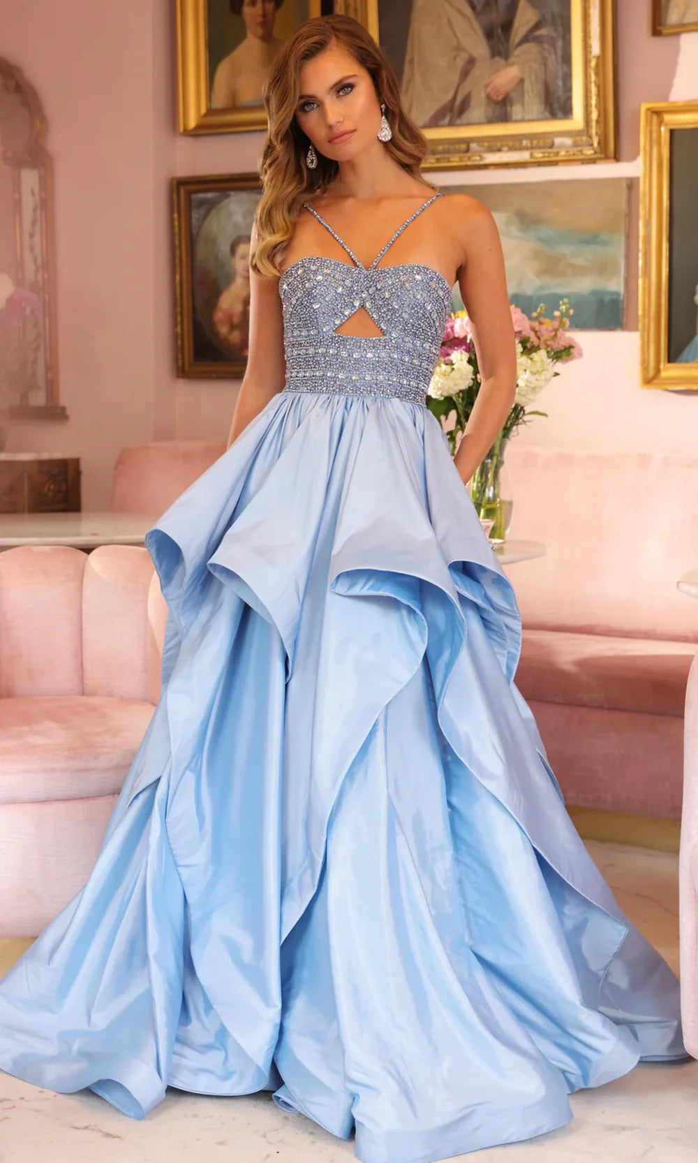 Ava Presley 40054 - Keyhole Sweetheart Ruffle Gown Prom Dresses
