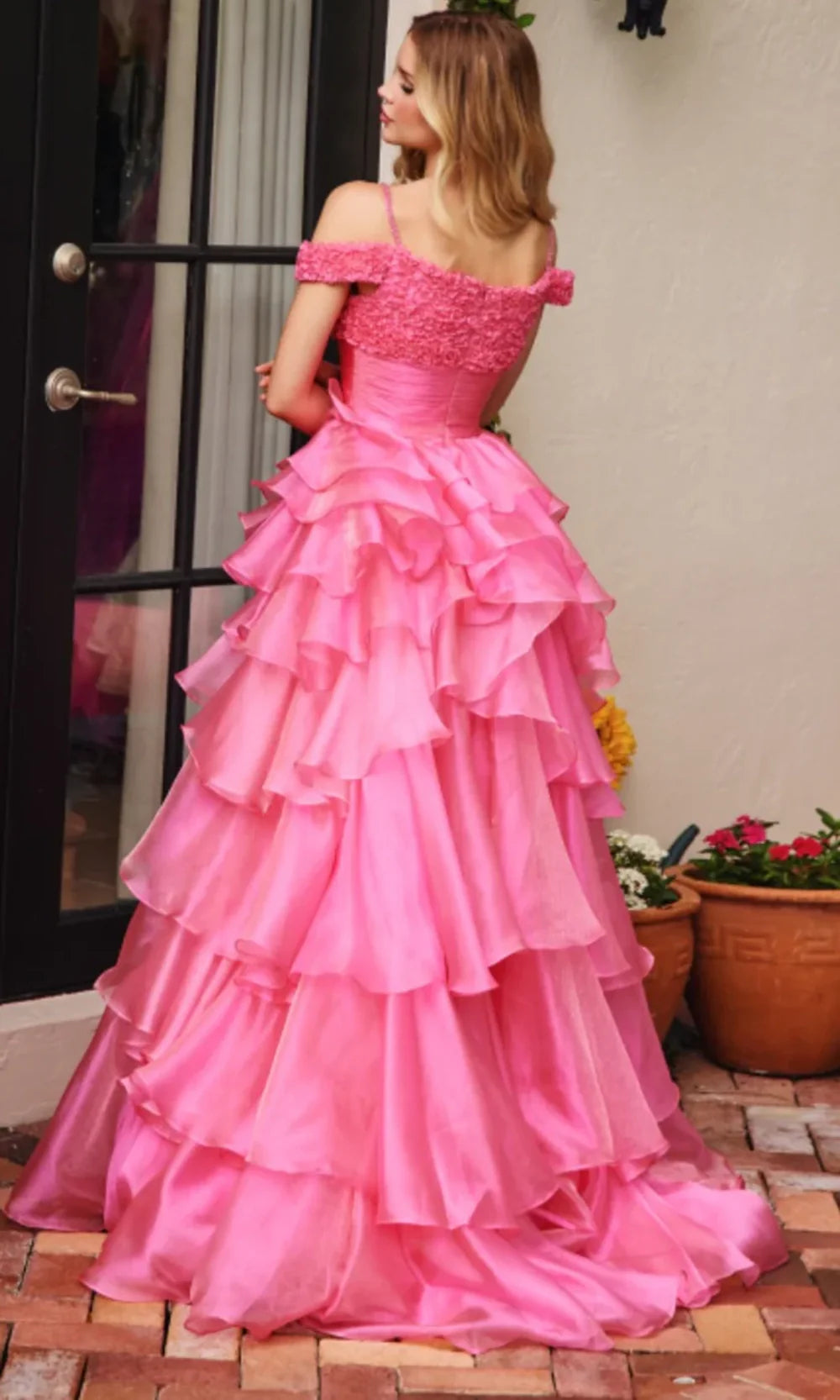 Ava Presley 29544 - Tiered Chiffon Prom Gown with Slit Prom Dresses