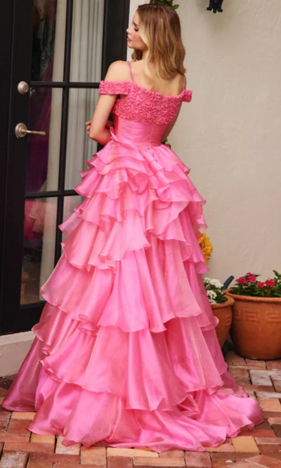 Ava Presley 29544 - Tiered Chiffon Prom Gown with Slit Prom Dresses