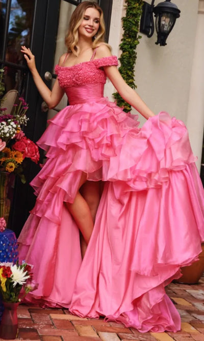 Ava Presley 29544 - Tiered Chiffon Prom Gown with Slit Prom Dresses