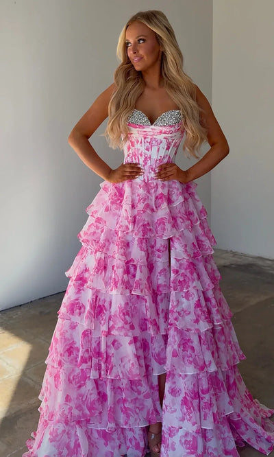 Ava Presley 26441 - Beaded Bust Sweetheart Printed Gown Ball Gowns