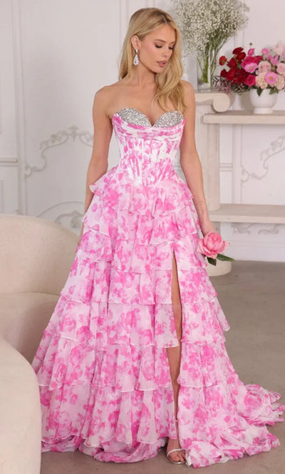 Ava Presley 26441 - Beaded Bust Sweetheart Printed Gown Ball Gowns