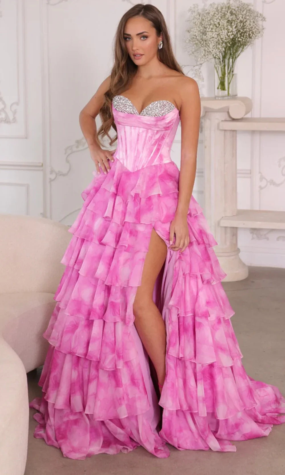 Ava Presley 26442 - Sweetheart Ruffle Ballgown with Beaded Bust Prom Dresses