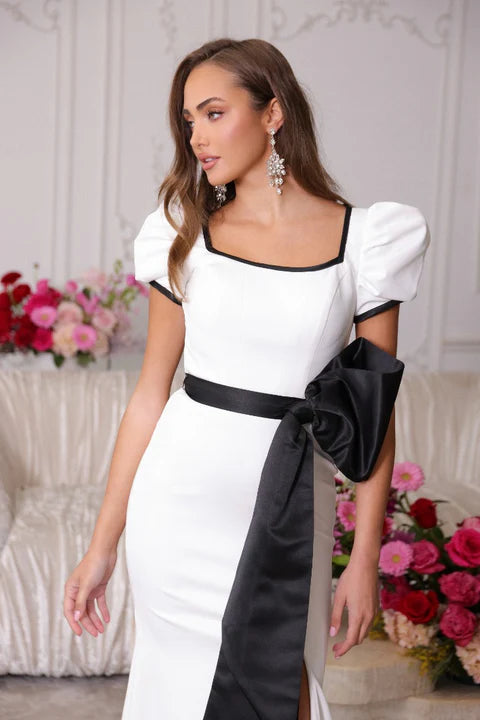 Ava Presley 40152 - Cutout Back Fitted Gown with Bow Detail