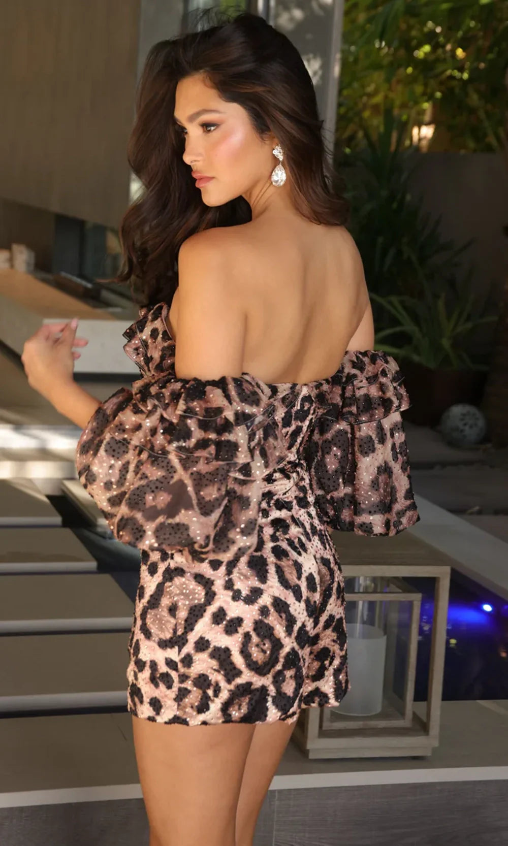 Ava Presley 26392 - Animal Print Detachable Puff Sleeve Romper Cocktail Dresses