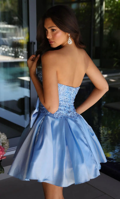 Ava Presley 26382 - Short Straight Neckline Dress with Floral Lace Homecoming Dresses