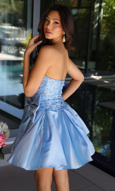 Ava Presley 26382 - Short Straight Neckline Dress with Floral Lace Homecoming Dresses