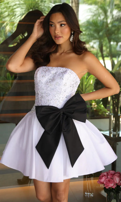 Ava Presley 26382 - Short Straight Neckline Dress with Floral Lace Homecoming Dresses