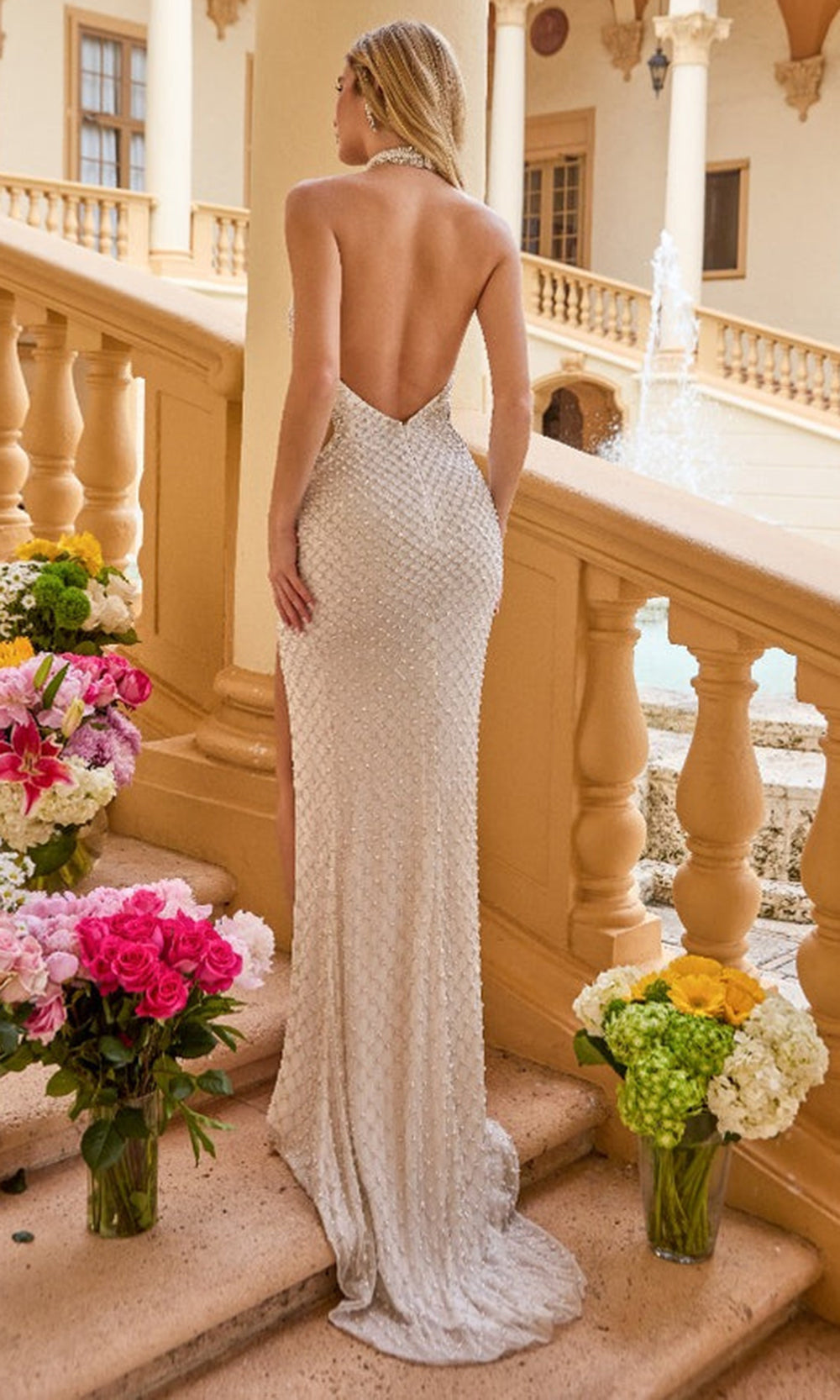 Ava Presley 47268 - Beaded Halter Neck Fitted Evening DressProm Dresses