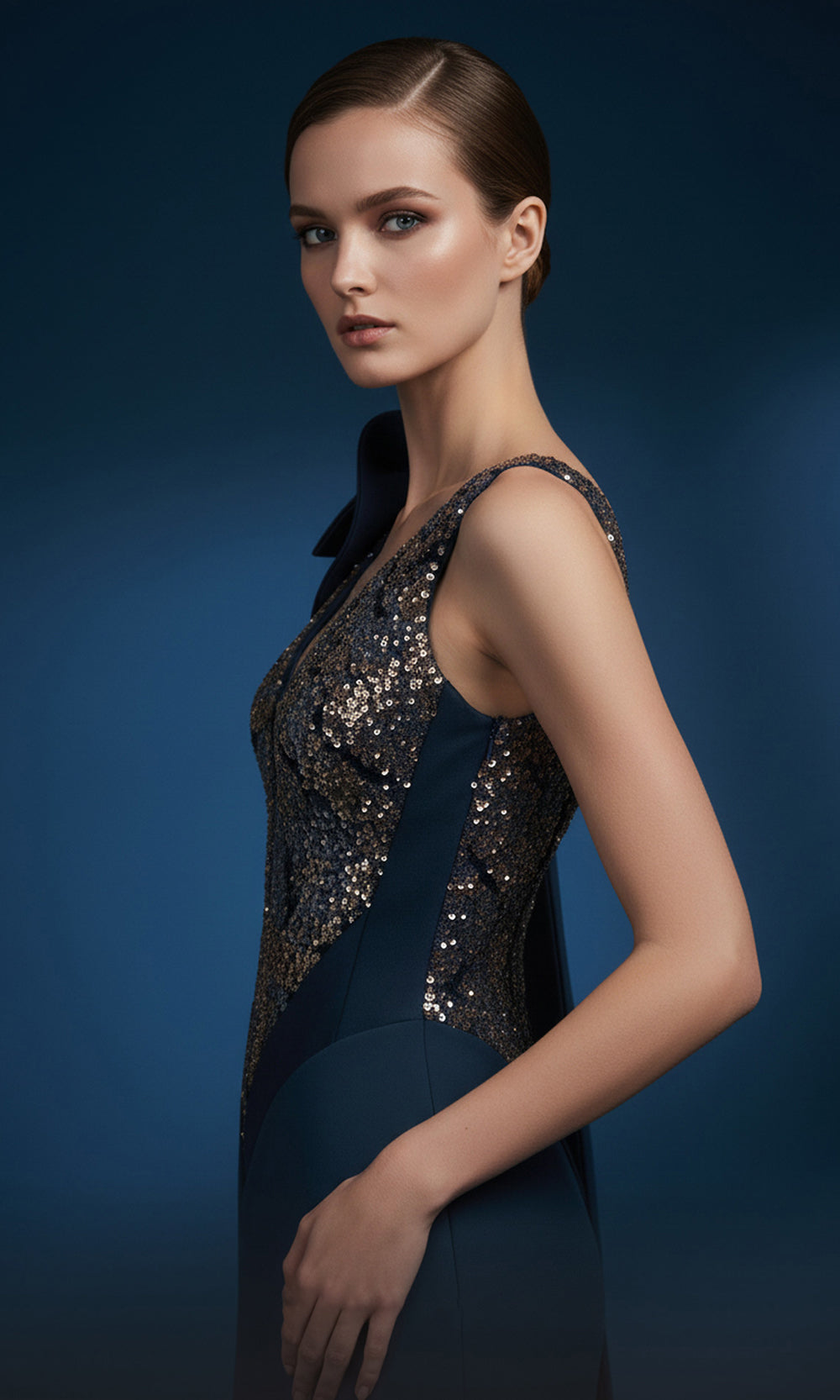 MNM COUTURE B1180 - Oversized Bow Embellished Dress with Sash Prom Dresses in Indigo 