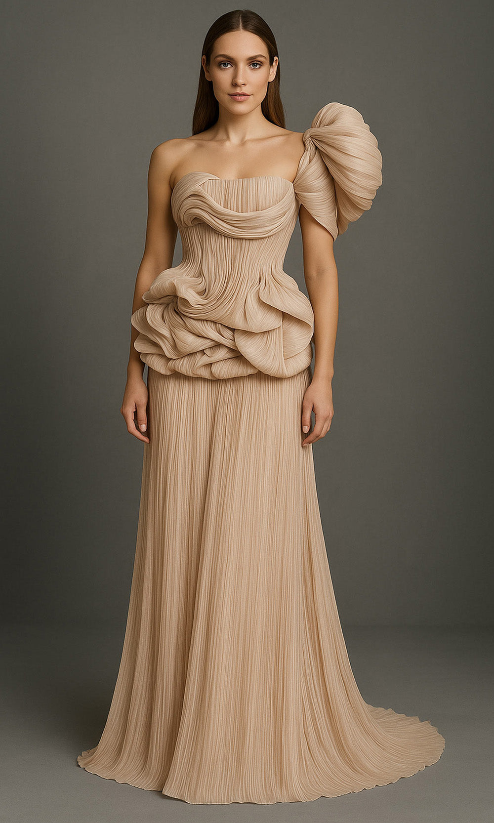 MNM COUTURE B1181 - Sculpted Sleeve A-line Evening Gown Mother of the Bride Dresses