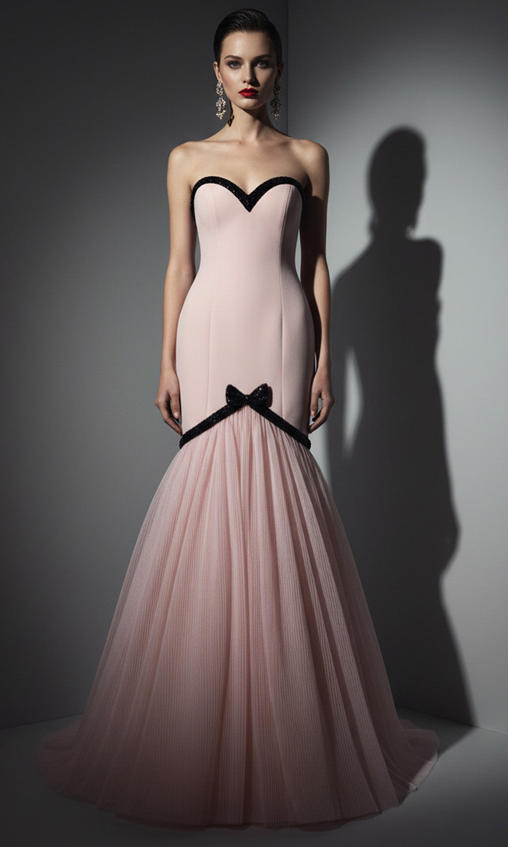 MNM COUTURE B1203 - Sweetheart Pleated Mermaid Long Dress Prom Dresses in Pink 