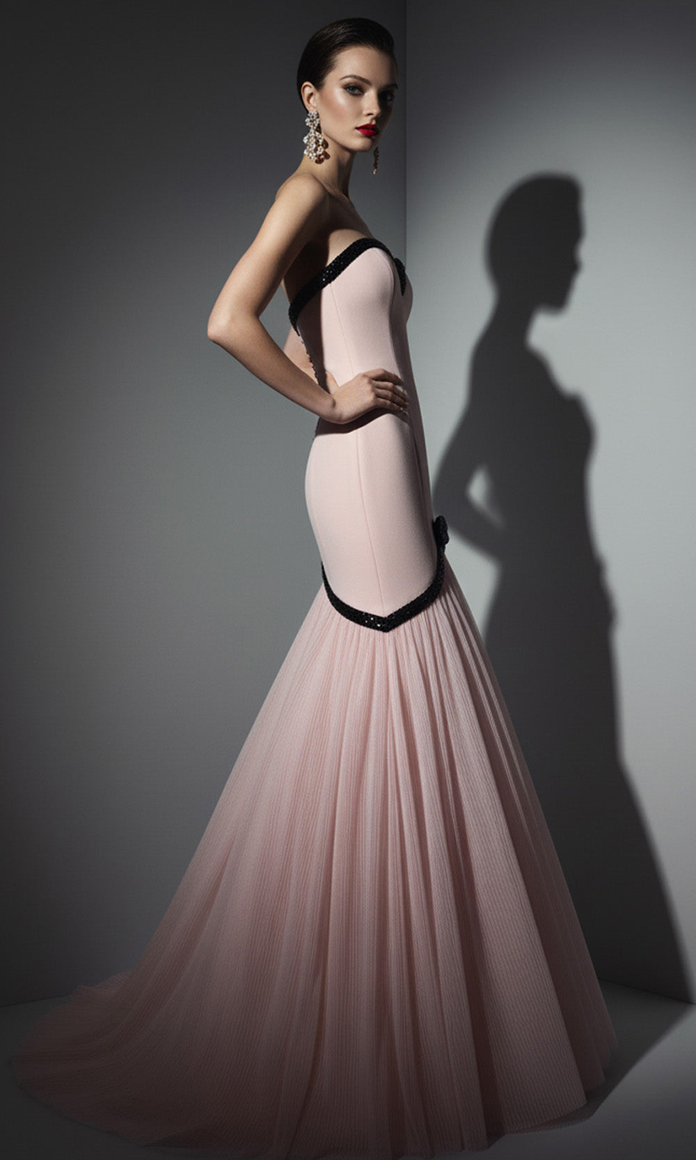 MNM COUTURE B1203 - Sweetheart Pleated Mermaid Long Dress Prom Dresses in Pink 