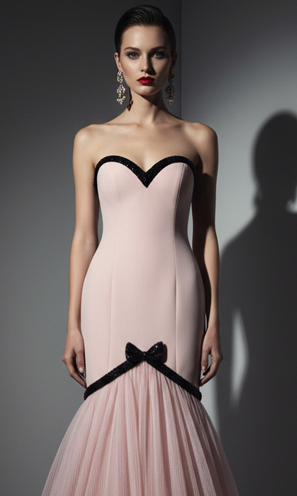 MNM COUTURE B1203 - Sweetheart Pleated Mermaid Long Dress Prom Dresses in Pink 