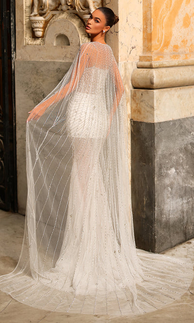 Chic and Holland BR550029 - Sweetheart Illusion Bodice Cape Dress Formal Gowns