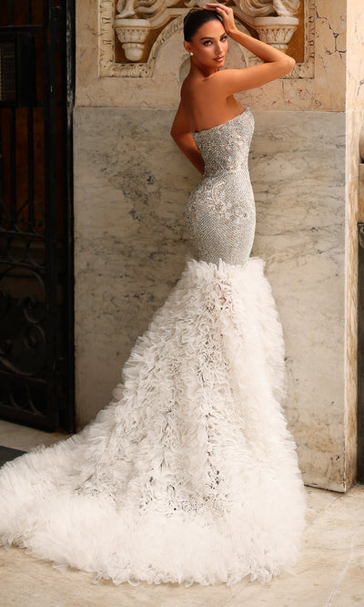 Chic and Holland BR550030 - Feather Trumpet Evening Dress Wedding Dresses