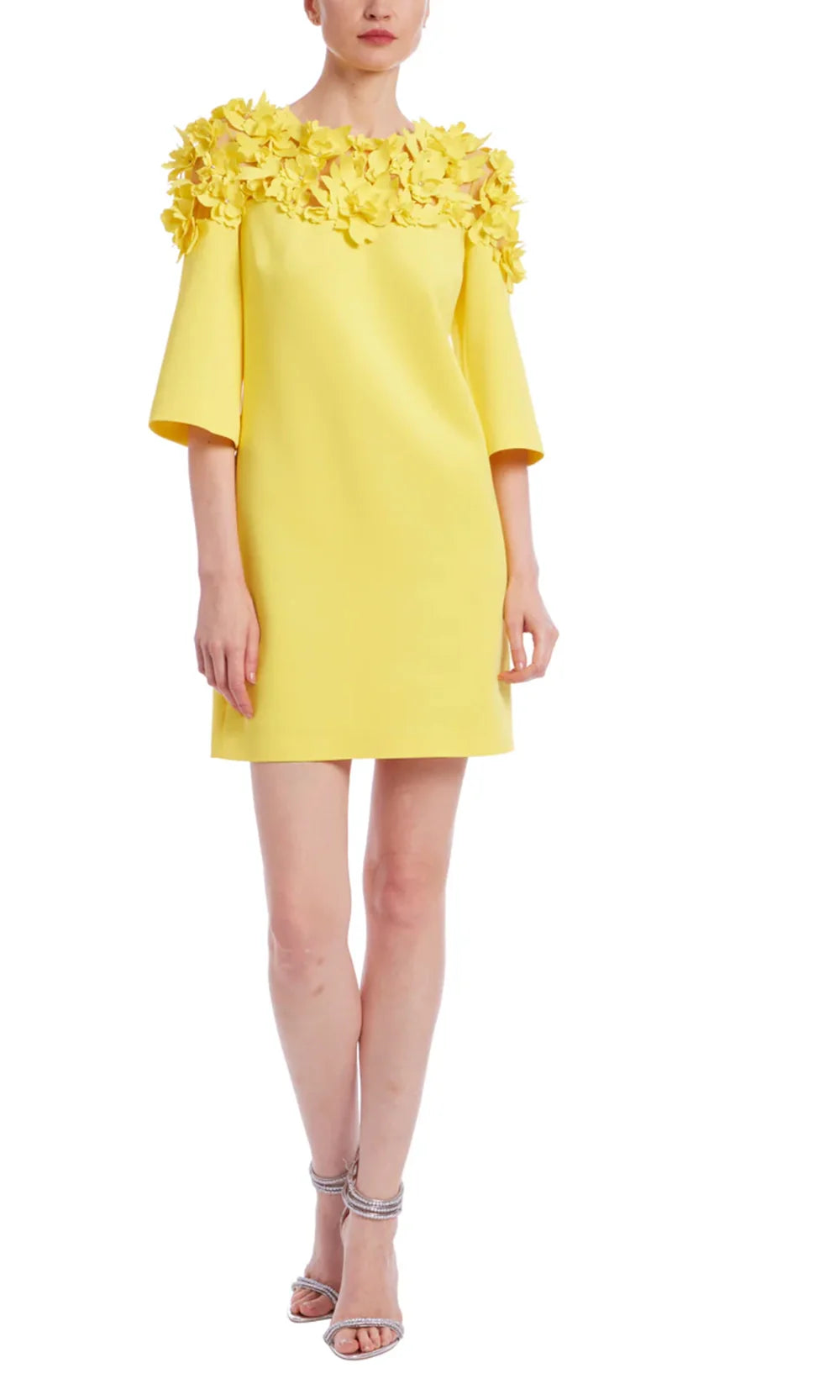 Badgley Mischka BSD5330 - Textured Floral Neckline Sheath Dress Homecoming Dresses