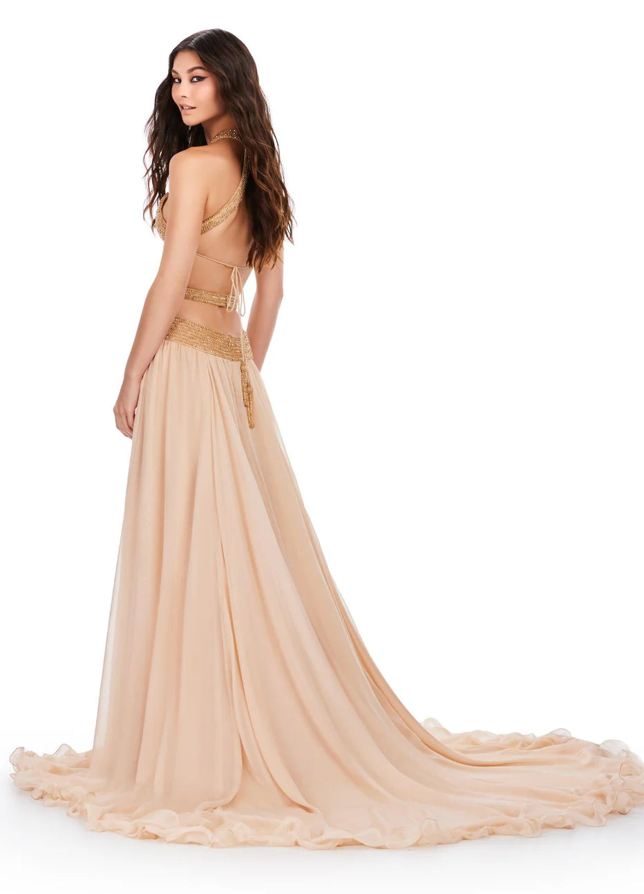 Ashley Lauren 11504 - Cutout Halter Prom Dress