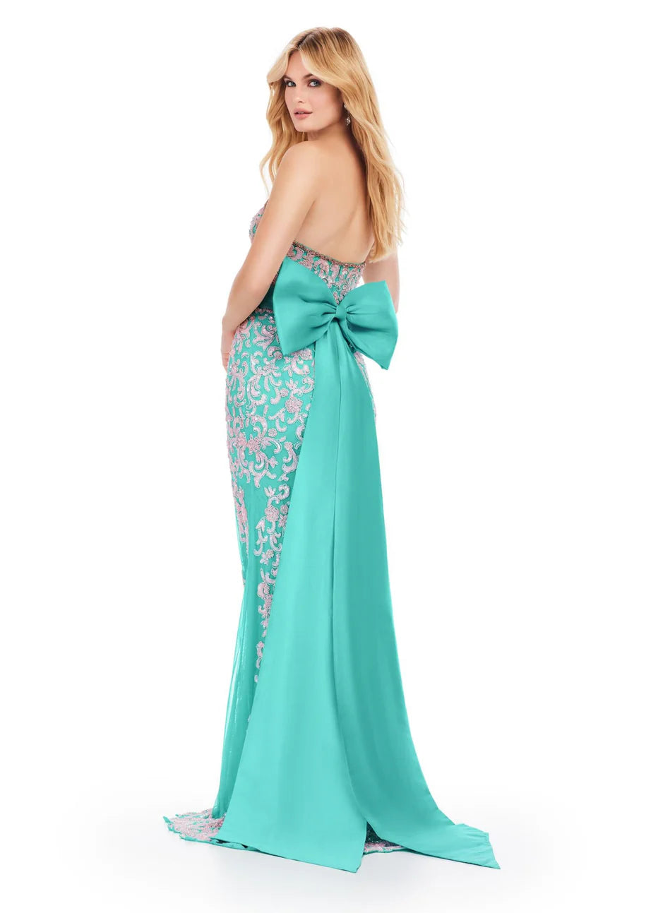 Ashley Lauren 11583 - Sequined Semi-Sweetheart Prom Gown