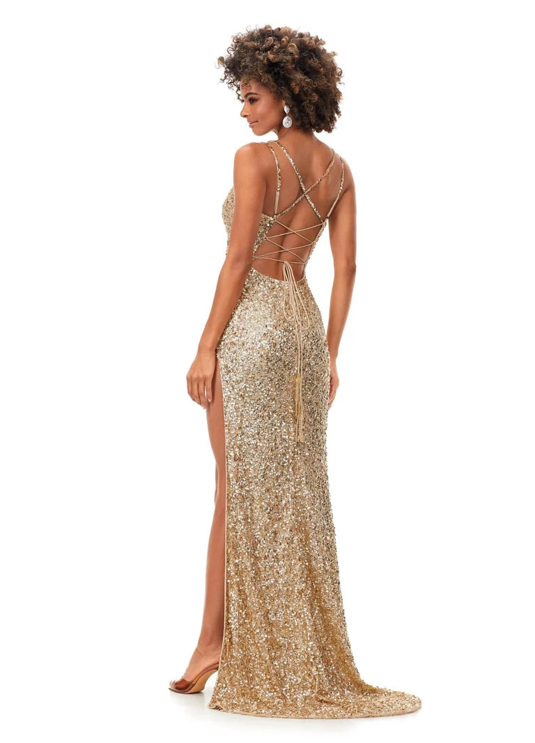 Ashley Lauren 11342 - Lace-Up Gown