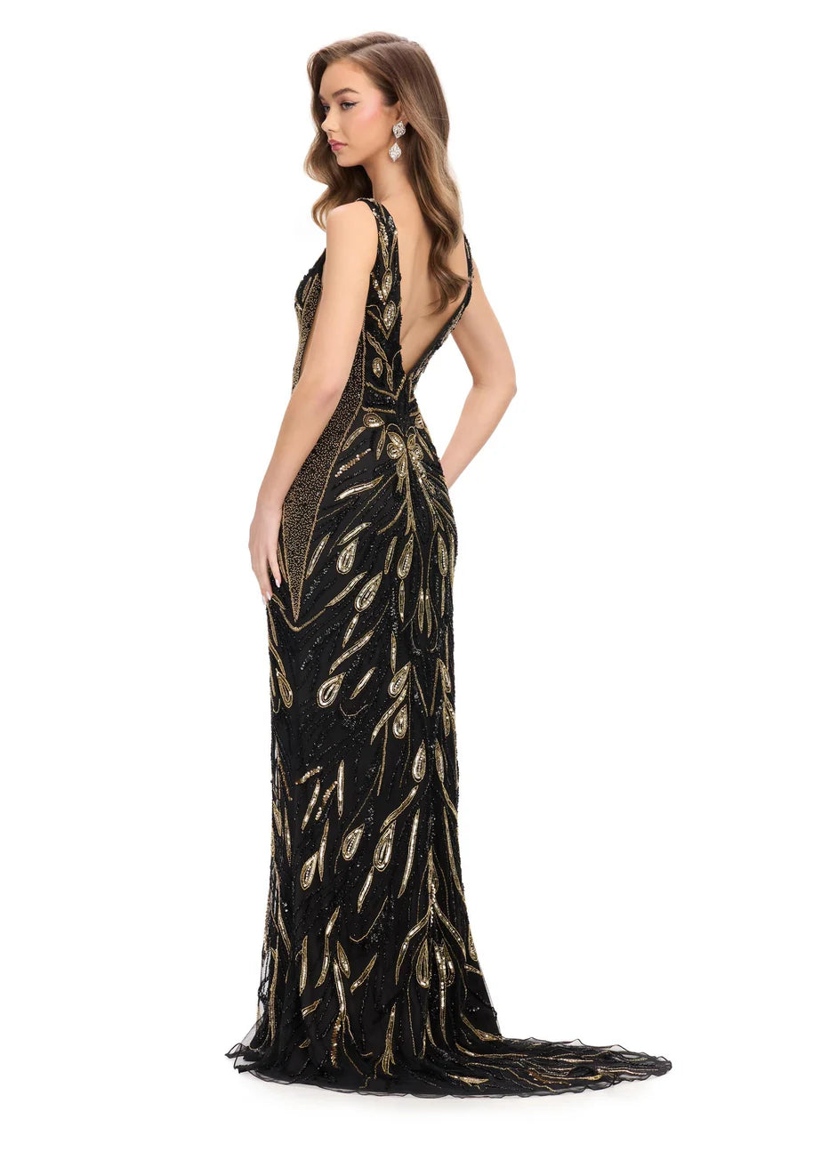 Ashley Lauren 11669 - Sequin Plunging Neck Gown