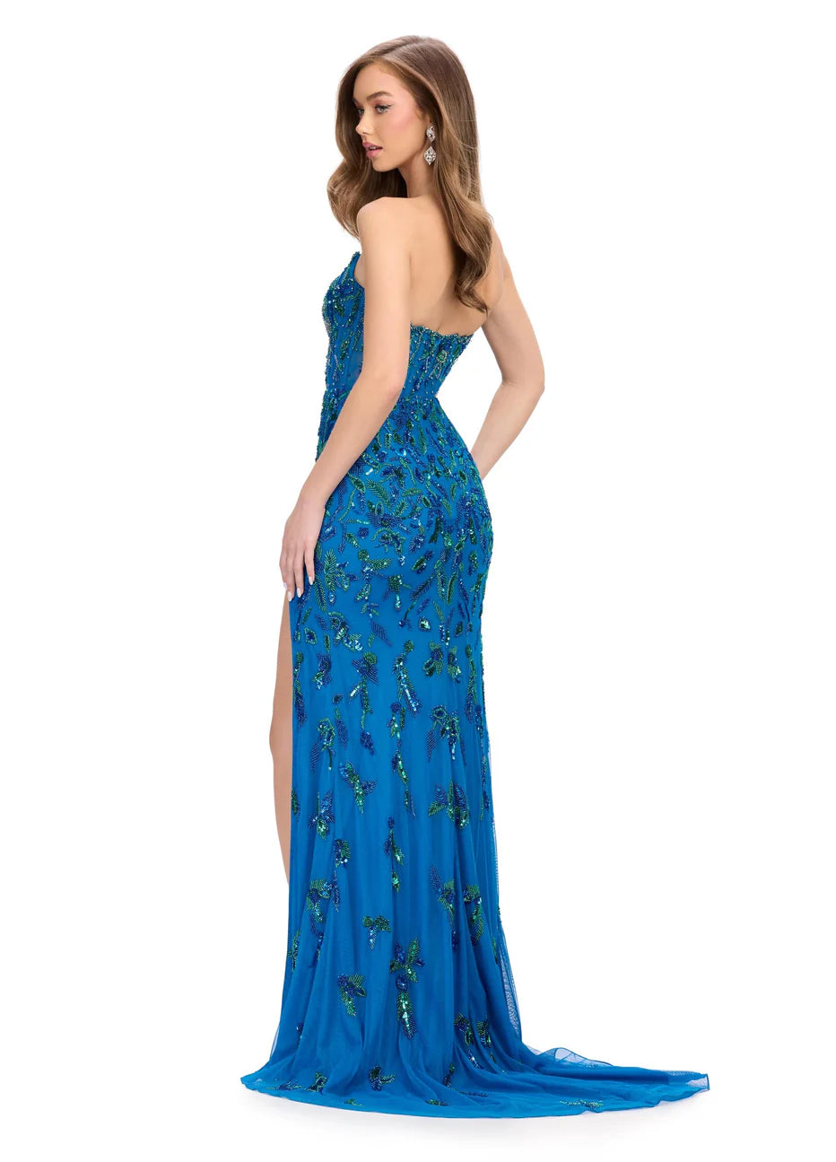 Ashley Lauren 11614 - V-Neck Fully Beaded Evening Gown