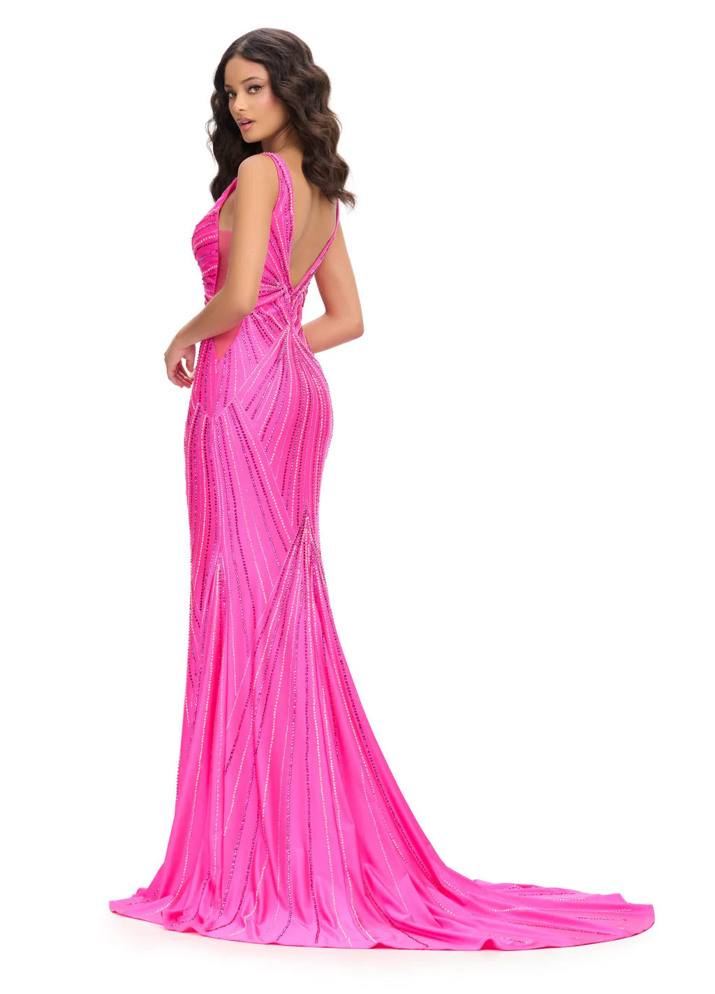 Ashley Lauren 11693 - Beaded V-Neck Evening Gown