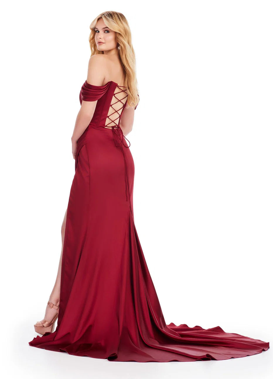 Ashley Lauren 11575 - Draped Satin Prom Dress
