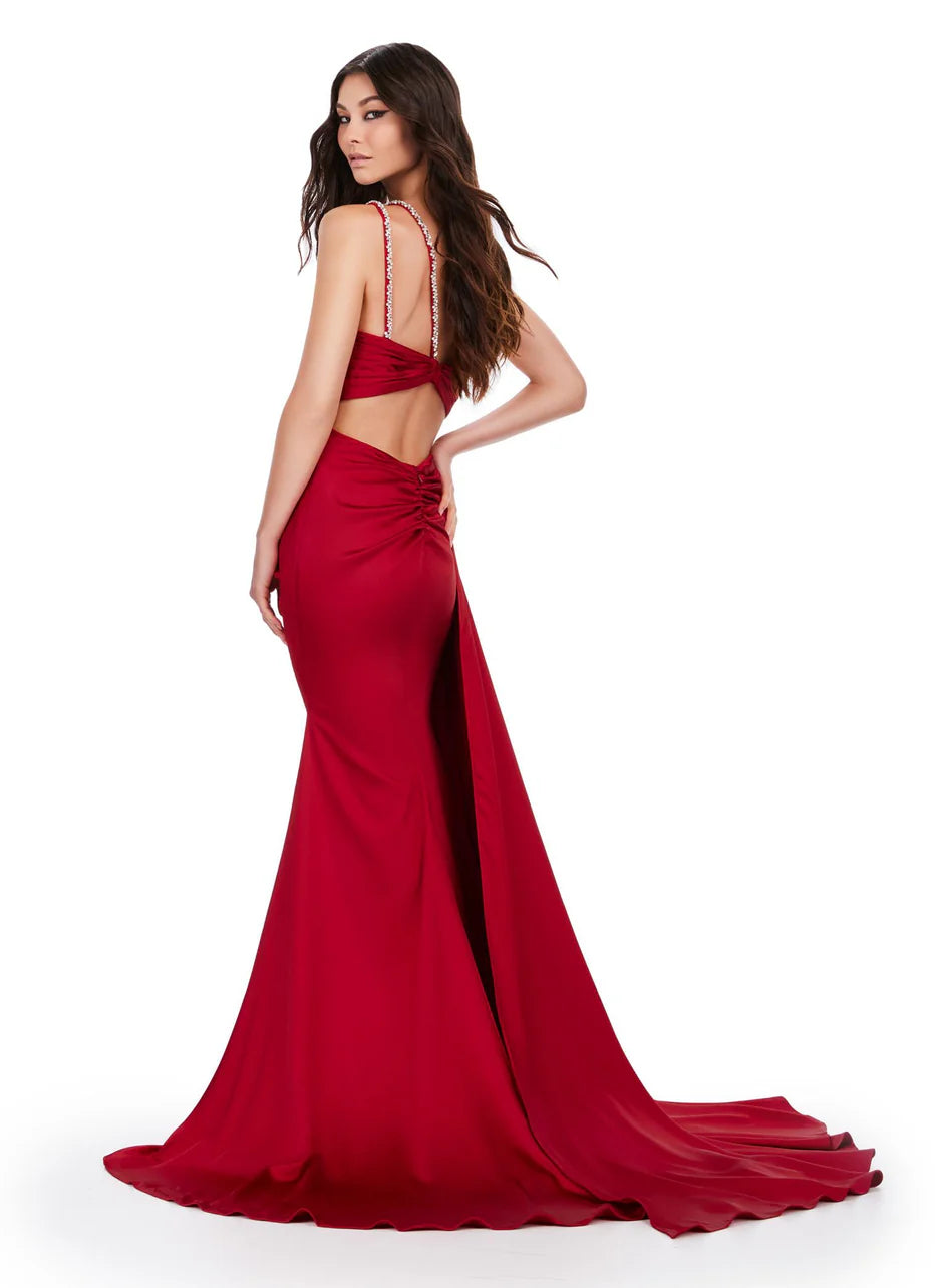 Ashley Lauren 11537 - Asymmetrical Satin Prom Dress