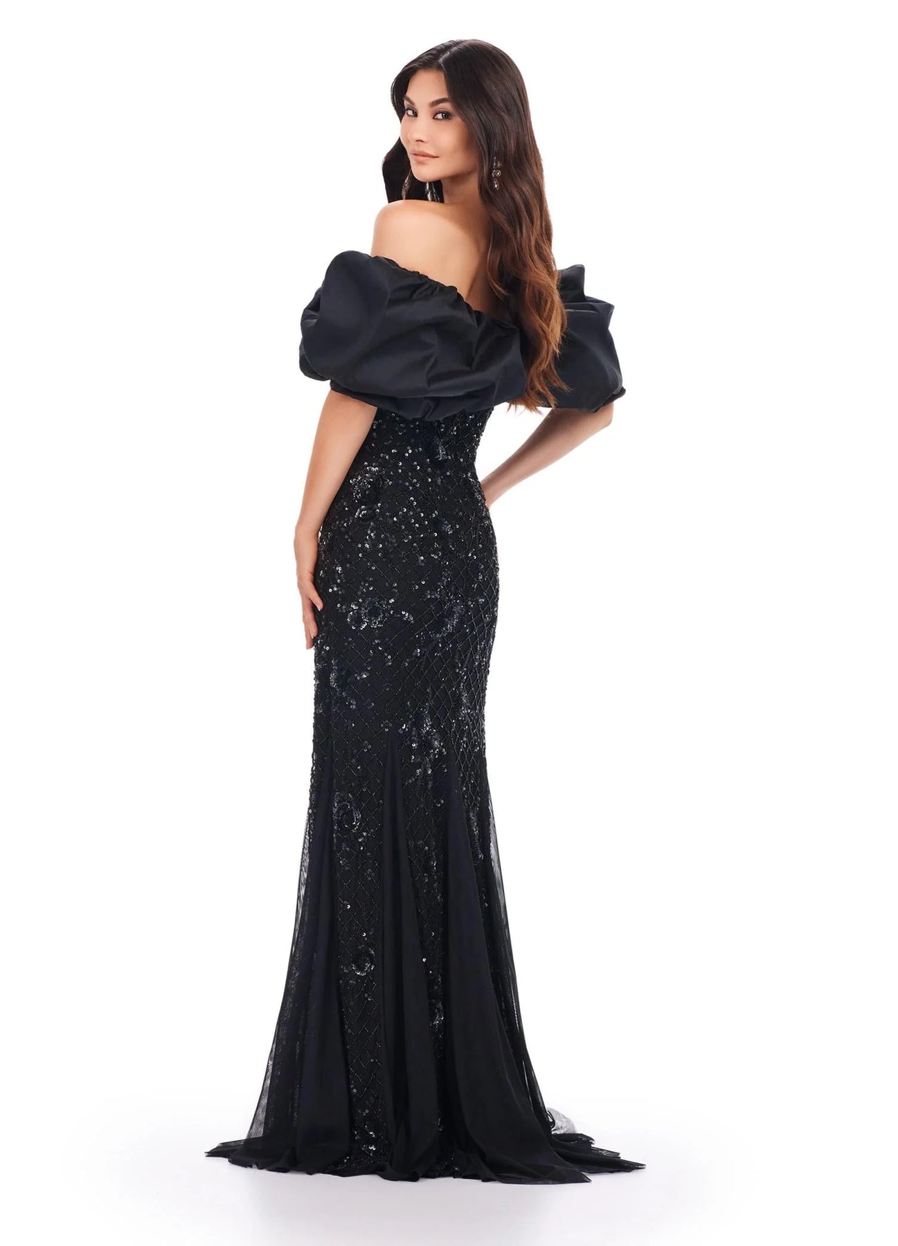 Ashley Lauren 11433 - Off-Shoulder Puff Sleeve Dress