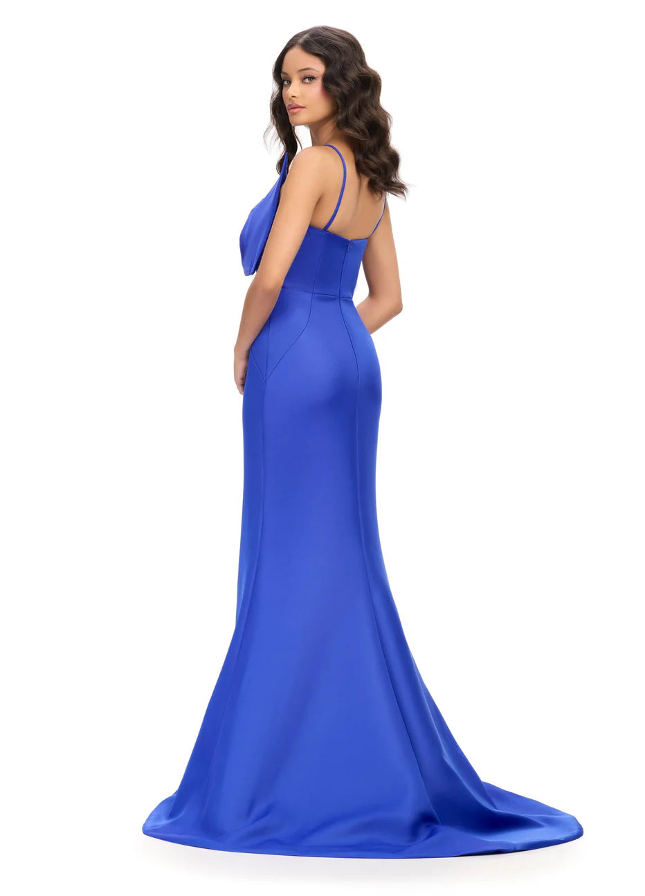 Ashley Lauren 11702 - Illusion V-Neck Bow Evening Gown