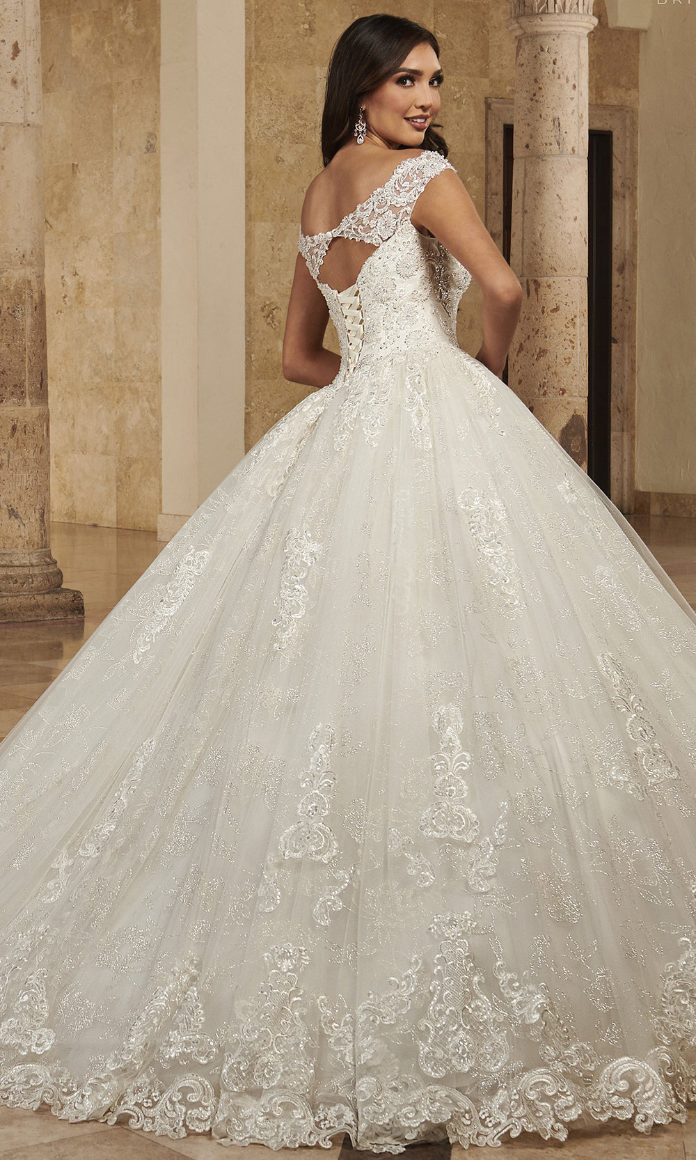 Rachel Allan MB6083 - Glitter Lace Straight Neckline Ballgown Wedding Dresses