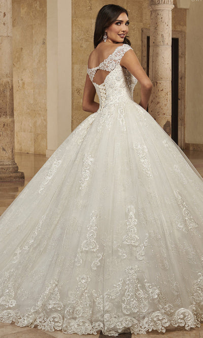 Rachel Allan MB6083 - Glitter Lace Straight Neckline Ballgown Wedding Dresses