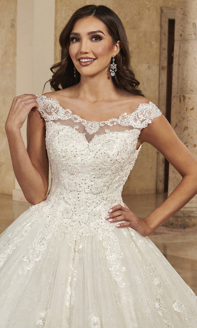 Rachel Allan MB6083 - Glitter Lace Straight Neckline Ballgown Wedding Dresses