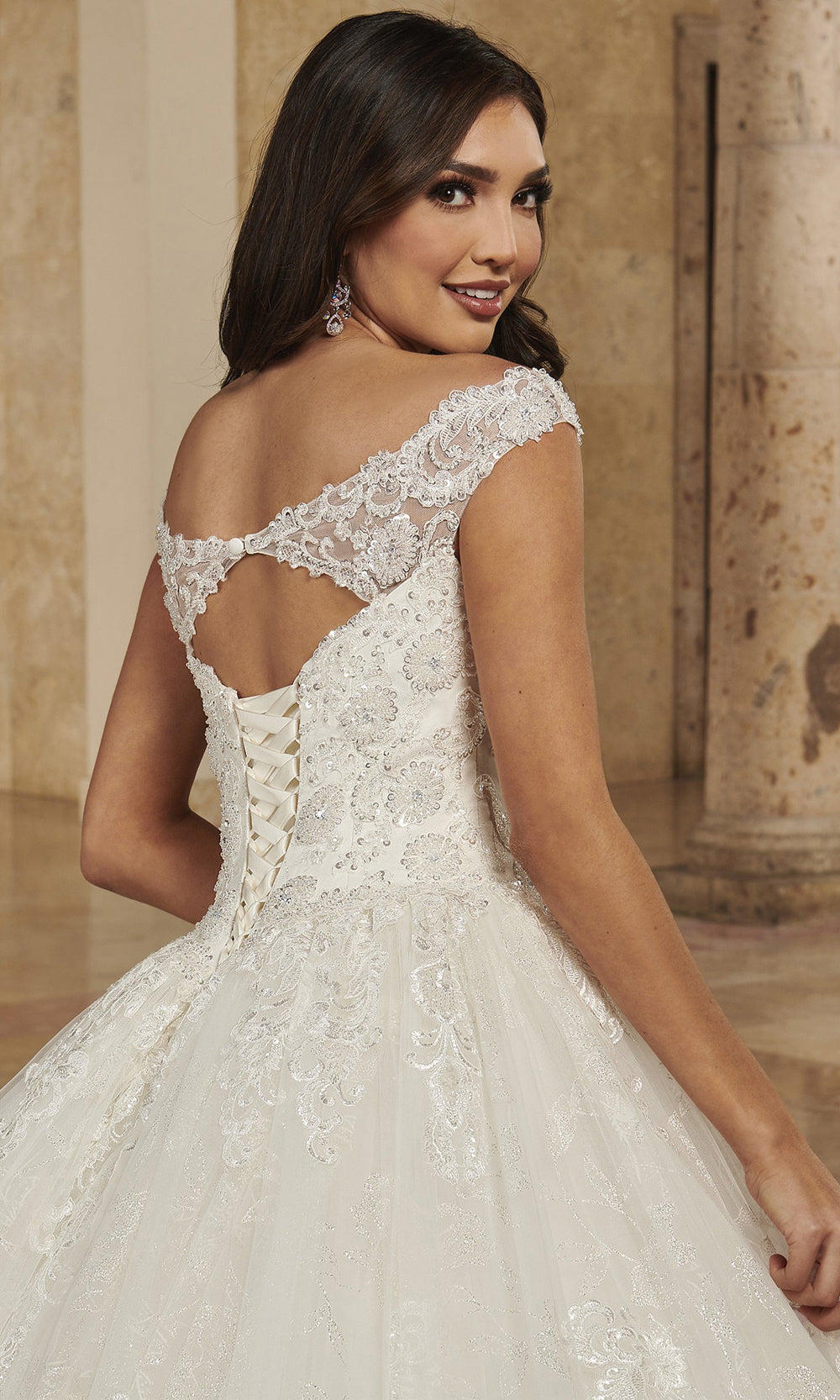 Rachel Allan MB6083 - Glitter Lace Straight Neckline Ballgown Wedding Dresses